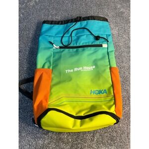 Hoka One One The Run House Drawstring Backpack Teal Green Gradient Gym Bag
